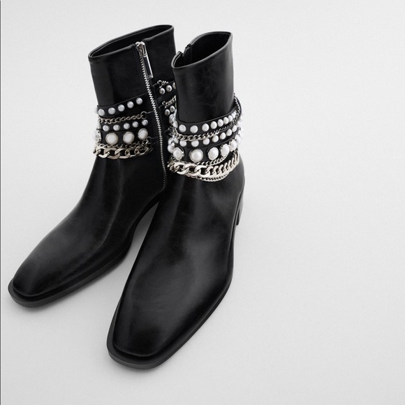 zara chain ankle boots